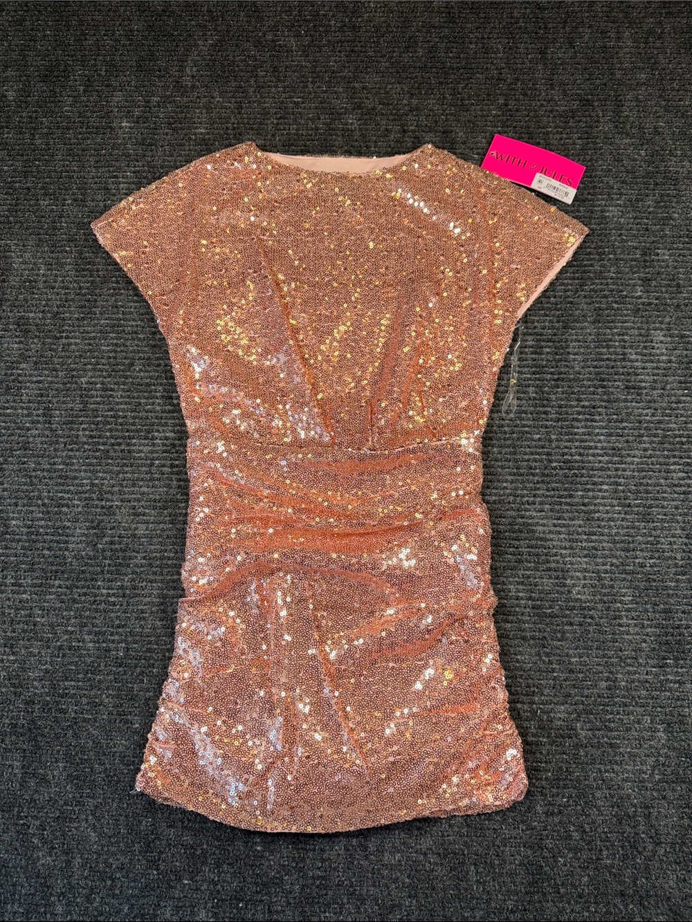 With Jules Big Girls Short-Sleeve Bloussant Sequin Dress Size Small NWT